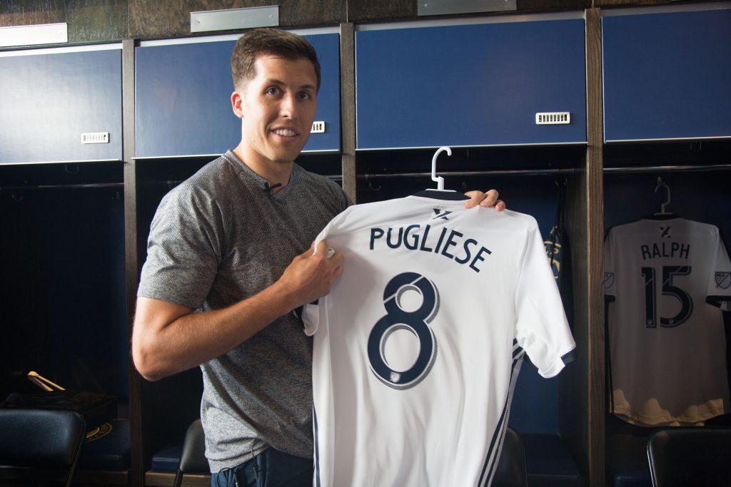 We were presented with customized jerseys upon arrival at the Union fantasy camp. (Emily Cohen for WHYY)