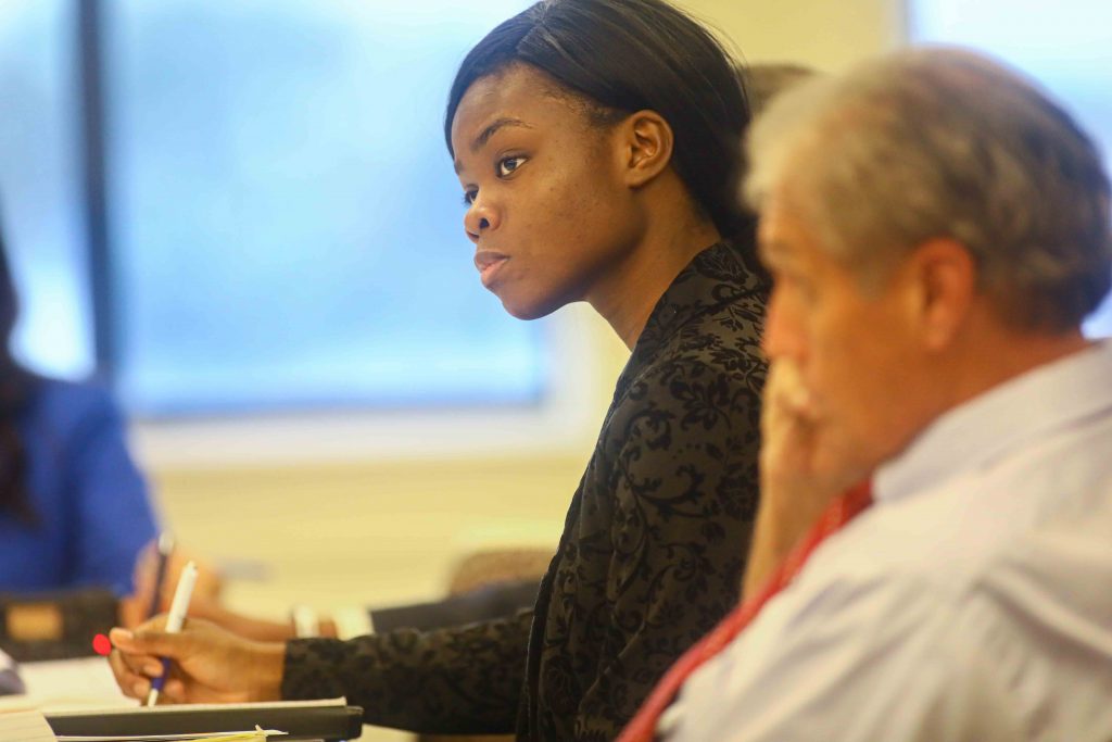 News 2019 – Sept 19 – Dorcas Olatunji is the first student to be named to the Delaware State Board of Education Dorcas Olatunji, 17, after a Delaware State Board of Education meeting on Thursday, Sept. 19, 2019, at the Community Education Building in Wilmington, Del. (Saquan Stimpson for WHYY)