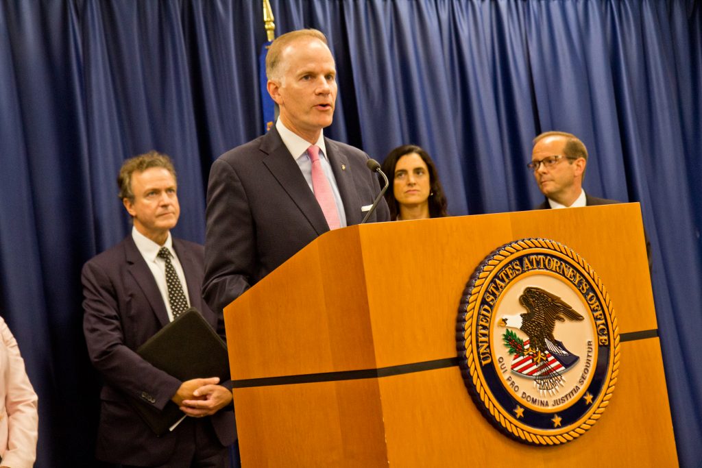 2019 09 12 kpaynter swain U.S. Attorney William McSwain announces the charges against Jeffrey Blackwell (Kimberly Paynter/WHYY)
