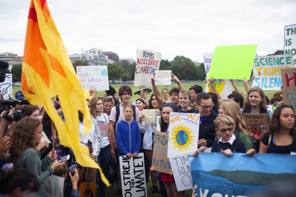 Along with increasing awareness of the dangers of climate change, Thunberg says she wants people to use the power of their votes to elect leaders who will work to reduce carbon emissions and slow global warming. (Mhari Shaw/NPR)