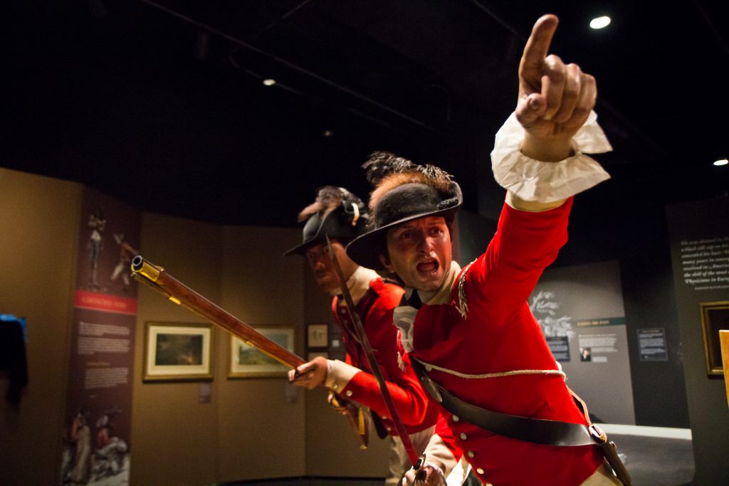 2019 09 19 kpaynter cost of revolution-5 A life-sized figure of Richard St. George, a British solider during the Revolutionary War. (Kimberly Paynter/WHYY)