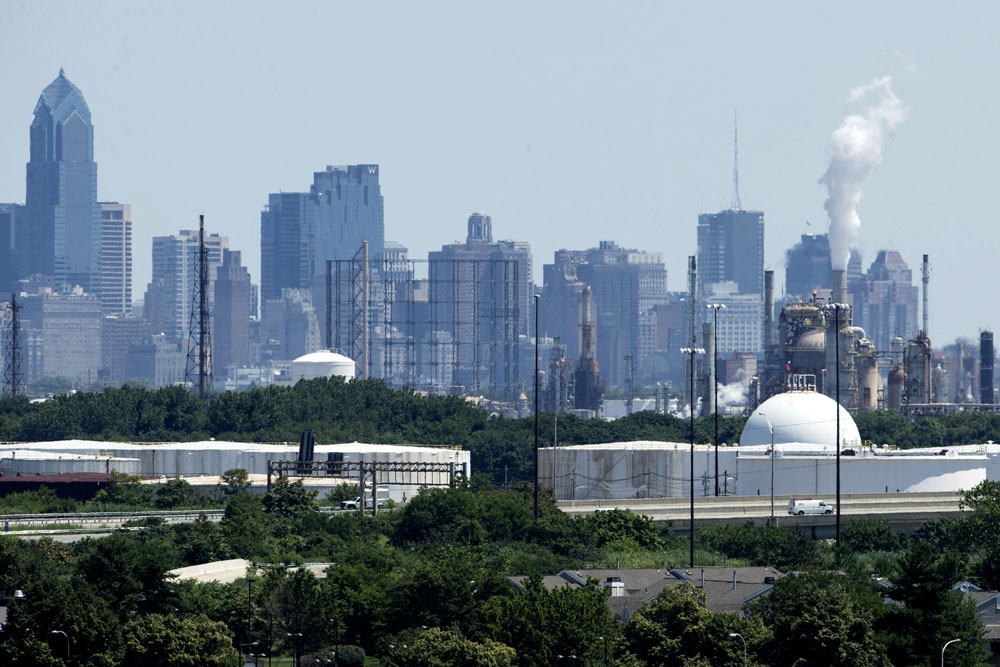 Smoke billows from the Philadelphia Energy Solutions Refining Complex in Philadelphia, Wednesday, June 26, 2019. (Matt Rourke/AP Photo)