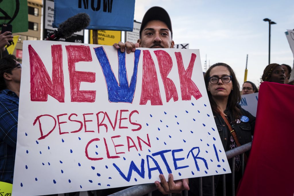 Clean Water Activist Protest at VMA Awards Clean water activists gathered outside the Prudential Center on Monday, August 26, 2019, demanding clean water amid the growing lead crisis in Newark as the city hosted the VMAs for the first time. (Photo by Gabriele Holtermann-Gorden/Sipa USA)(Sipa via AP Images)