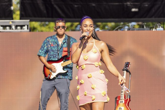 Jorja Smith during the Made In America Music Festival on August, 31 2019, in Philadelphia, Pennsylvania (Photo by Daniel DeSlover/Sipa USA)(Sipa via AP Images)