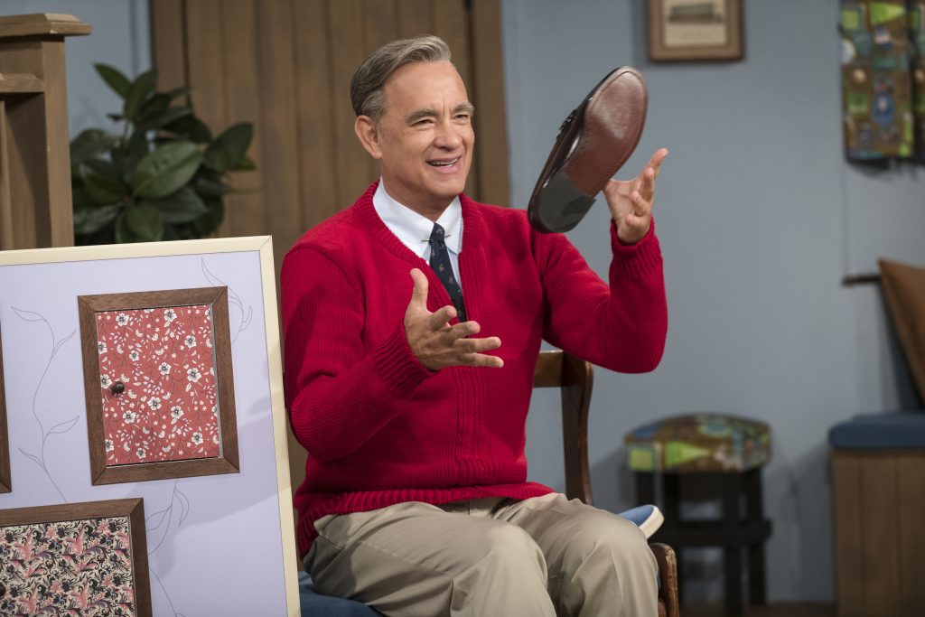Film-Toronto Film Festival This image released by Sony Pictures shows Tom Hanks as Mister Rogers in a scene from 'A Beautiful Day In the Neighborhood,' in theaters on Nov. 22. (Lacey Terrell/Sony-Tristar Pictures via AP)