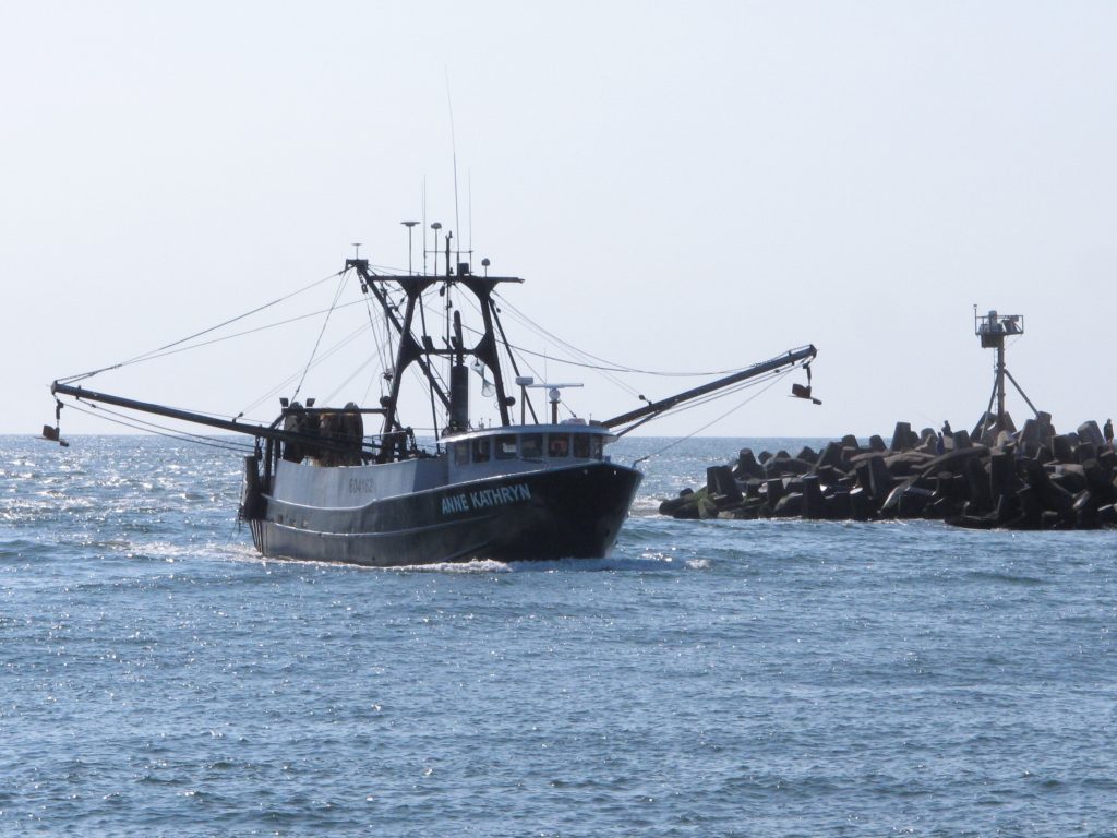 Wind Energy-Fishermen Ann Kathryn sails into the Manasquan Inlet