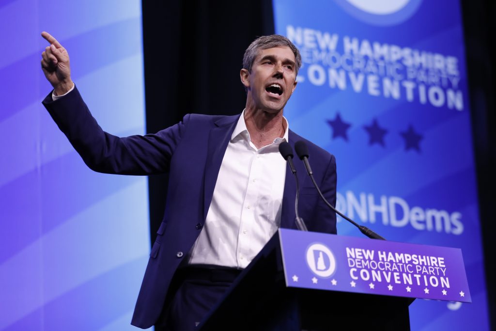 Beto O’Rourke In this Sept. 7, 2019 file photo, Democratic presidential candidate former U.S. Rep. Beto O'Rourke, D-Texas, speaks during the New Hampshire state Democratic Party convention, in Manchester, NH. (Robert F. Bukaty/AP Photo)