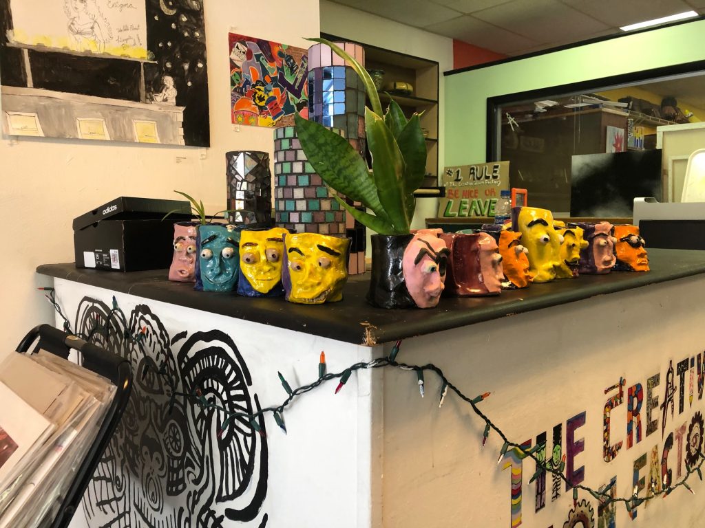 CVF interior The Creative Vision Factory is a peer-run drop-in center that aims to use art and a welcoming atmosphere to help people struggling with mental illness, homelessness and addiction. (Cris Barrish/WHYY)