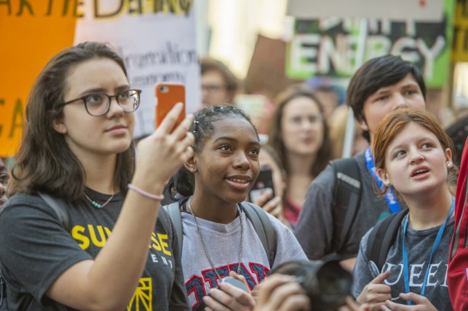 High school and college students skipped Friday classes to attend the climate strike. (Jonathan Wilson for WHYY)