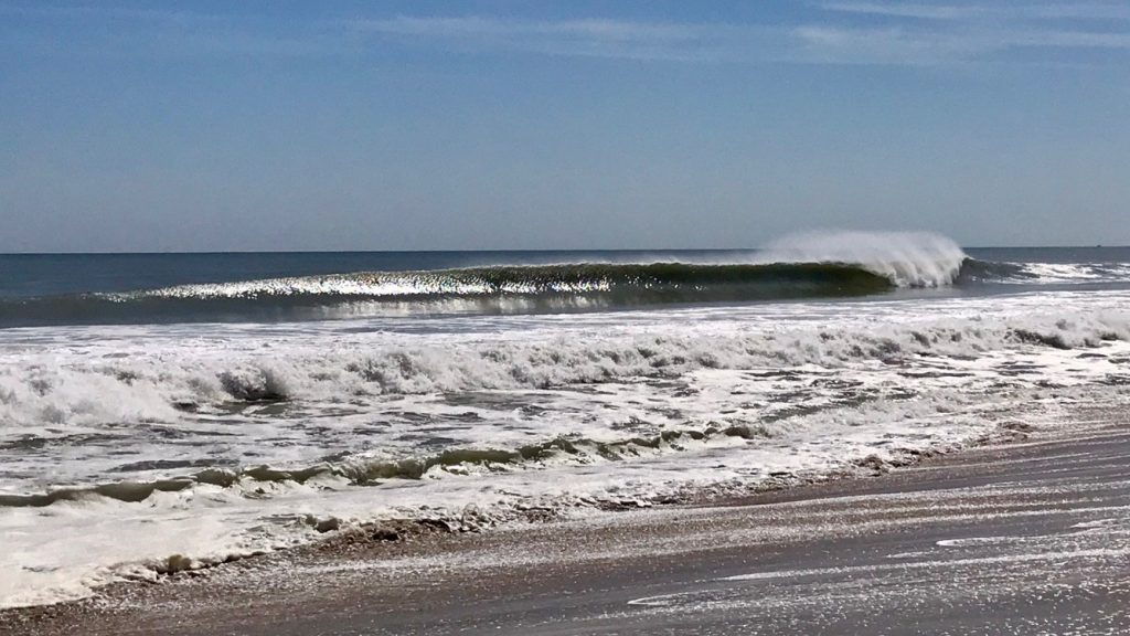 Waves in South Seaside Park on Sept. 20, 2019. (Justin Auciello/WHYY)