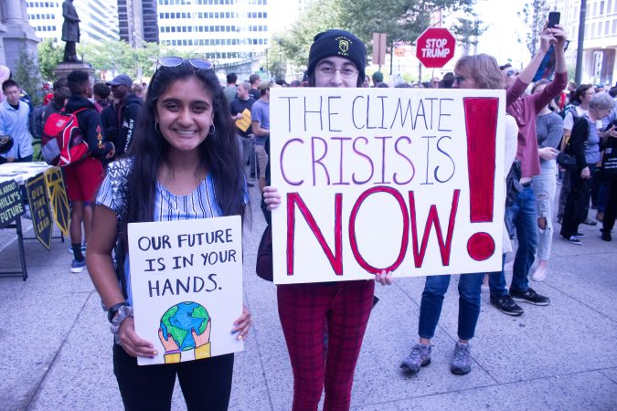 Climate rally at City Hall (Nylah Mosley-Heller for WHYY)