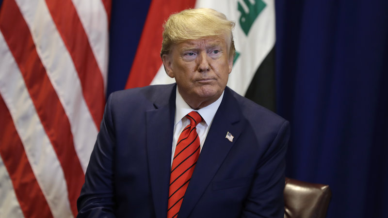 President Trump speaks during a meeting at the United Nations General Assembly Tuesday in New York City. (Evan Vucci/AP)