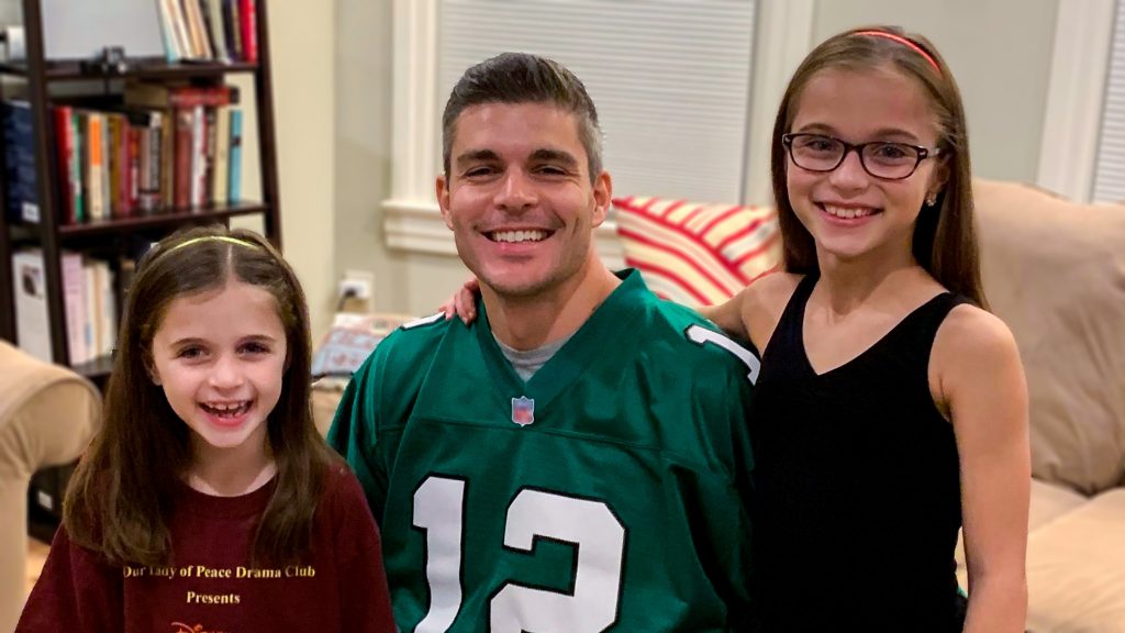 johntruitt-eaglesfan-daughters-hamilton The author and his daughters, who are also both Eagles fans COURTESY JOHN TRUITT