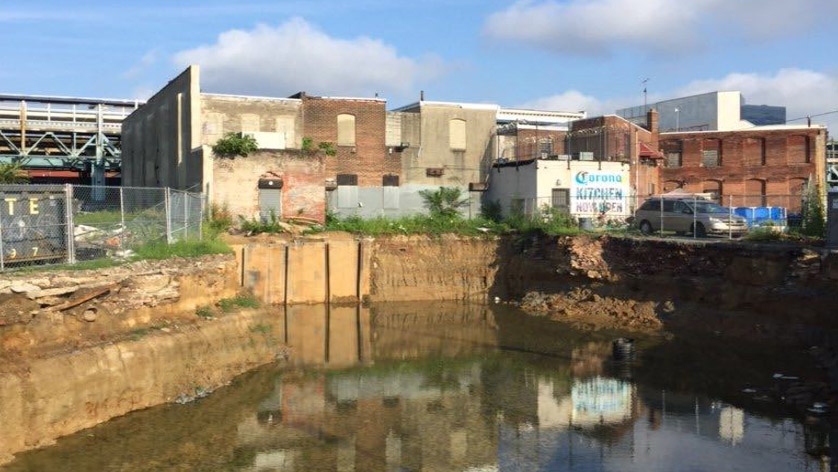 kayak-kensingtonconstruction-pool Residents were kayaking on this 'pool' that formed in a construction ditch COURTESY JORDAN BAUMGARTEN