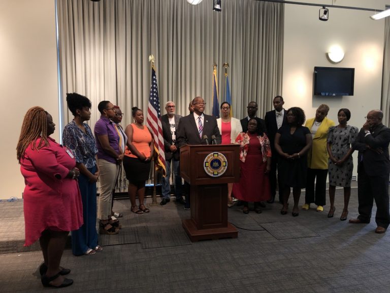 First Assistant District Attorney Robert Listenbee announces the formation of the One Stop job and resource hub which aims to provide a number of resources to Philly residents. (P. Kenneth Burns/WHYY)