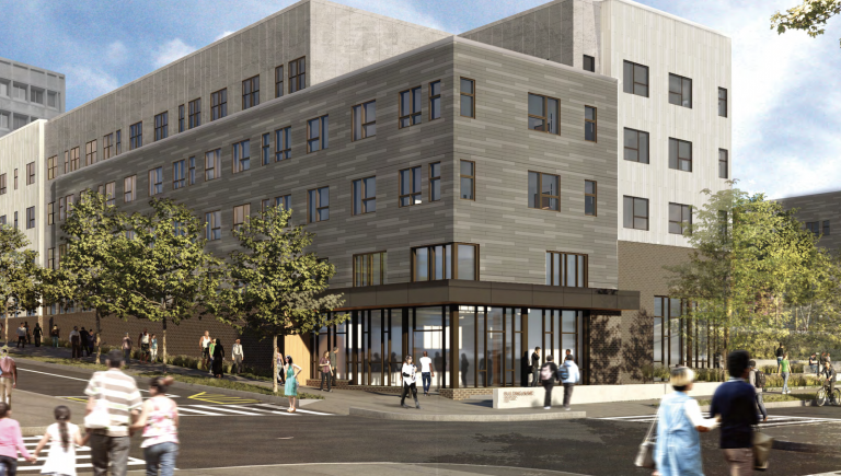 An artist's rendering of the new Norris Homes development as seen from 10th and Berks streets. (Jonathan Rose/ WRT)