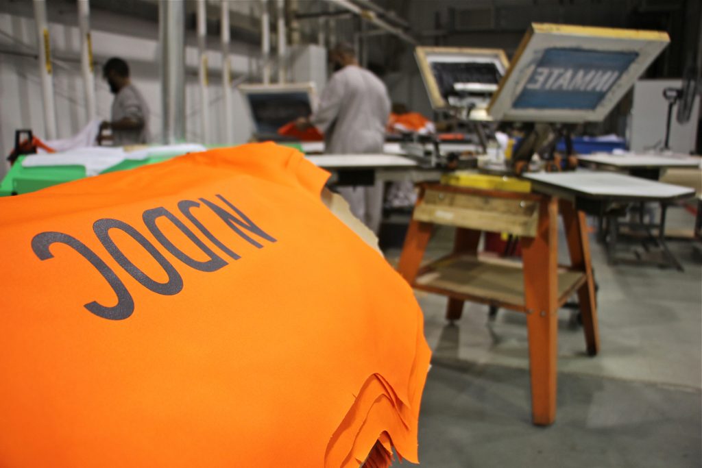 2017 08 15-e lee-new jersey south woods state prison Prisoners make clothing for the New Jersey Department of Corrections. (Emma Lee/WHYY)