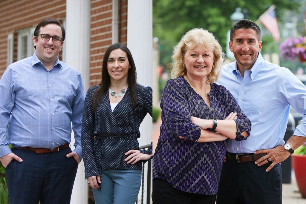 2019 10 15 nj 8th assembly candidates Democratic candidates (from left) Mark Natale and Gina LaPlaca and Republicans (from right) Ryan Peters and Jean Stanfield are vying to represent the 8th District in New Jersey's state Assembly. (Photos from candidates' Facebook pages)