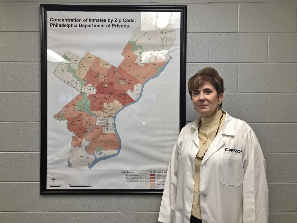 2019 10 28-n feldman-deborah daquilante-philadelphia prisons-hep c treatment Debra D'Aquilante, an infectious disease specialist at Corizon Health, is heading the new hepatitis C treatment effort at the Philadelphia Department of Prisons. (Nina Feldman/WHYY)