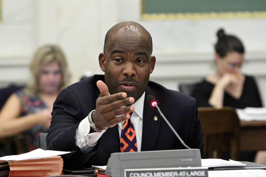 2019 10 29-e lee-derek green-philadelphia city council-eviction legal counsel bill Philadelphia City Councilmember Derek Green speaks during a hearing on a bill that would guarantee legal counsel for those facing eviction. (Emma Lee/WHYY)