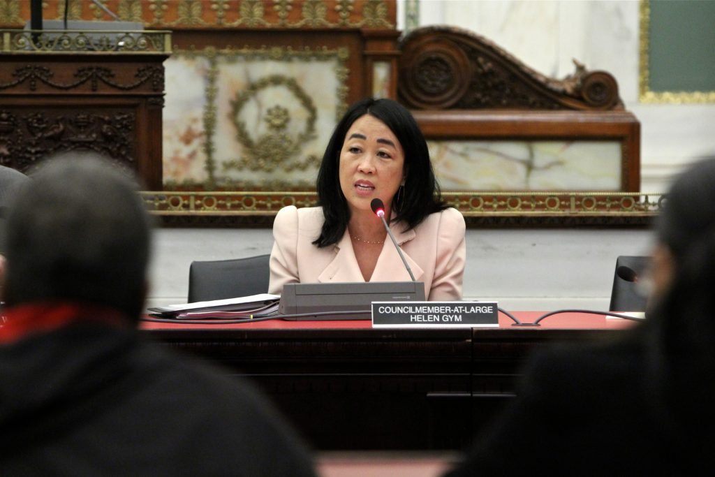 2019 10 29-e lee-helen gym-philadelphia city council-eviction legal counsel bill City Councilmember Helen Gym speaks at a city council meeting. (Emma Lee/WHYY)