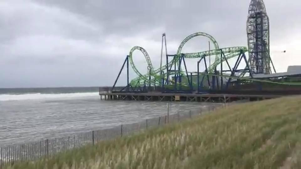 72384660_2776954358990725_6695812095583191040_n A beach in Seaside Heights is completely submerged during the Thursday evening high tide. (Photo courtesy of Penny Ferone/Jersey Shore Hurricane News)