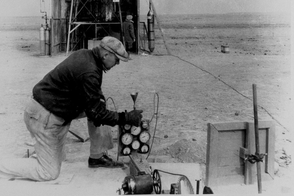 Robert Hutchings Goddard, Robert H. Goddard Dr. Robert H. Goddard is pictured working on his experimental rockets in Roswell, N.M. in an undated photo. (AP Photo)