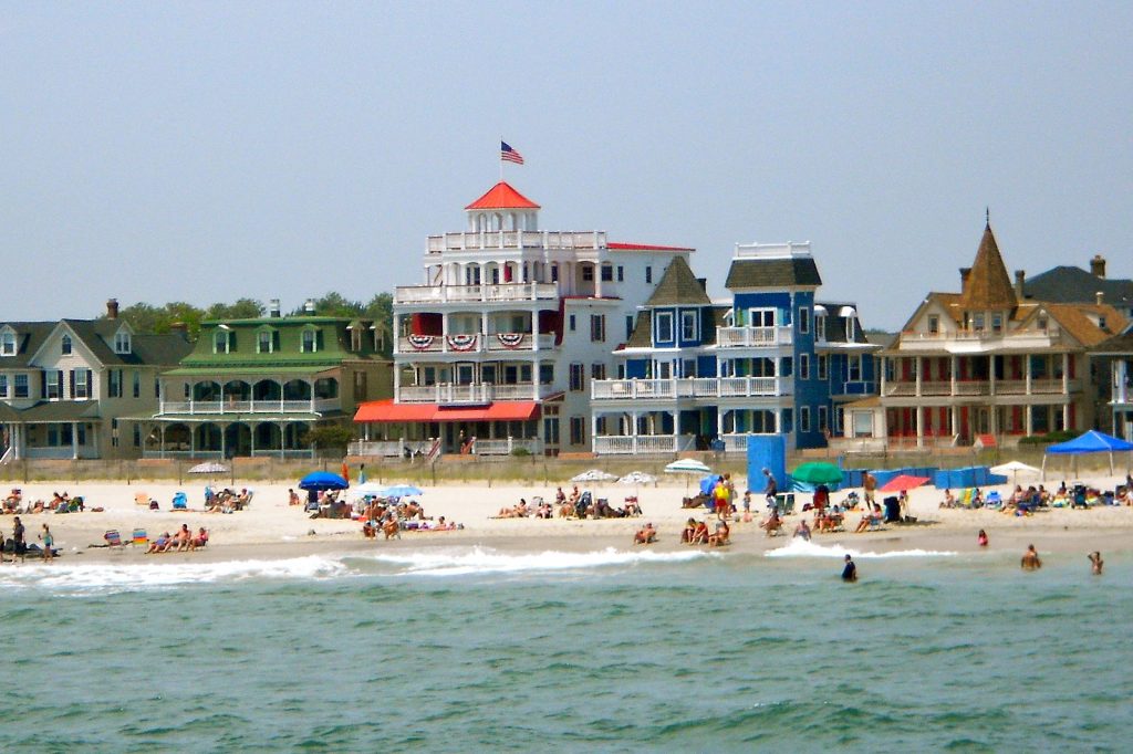 Cape_May_Beach_Ave_from_the_sea_3 Victorian houses along the beach in Cape May.