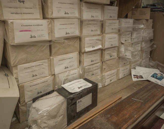 Screen Shot 2019-10-11 at 8.17.33 PM Images of what appears to be cremated remains inside the former Baker Funeral Home at 2008 N. Broad Street, taken earlier this year. (Provided)