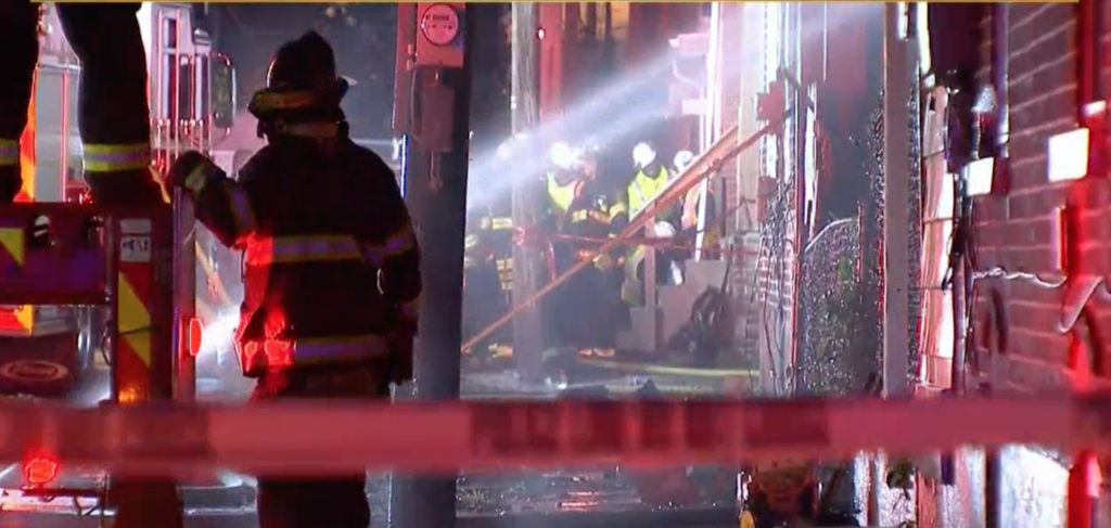 Screen Shot 2019-10-20 at 11.19.02 Row home explosion sparks fire. (NBC 10)