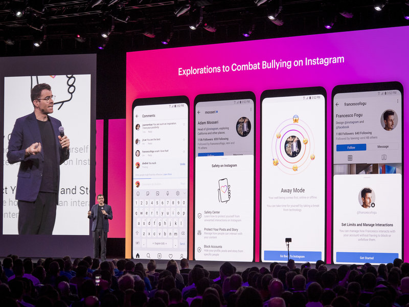 gettyimages-1140306253-e6e027a8191389021053763bd4f6fb5742a190ee-s800-c85 Adam Mosseri, head of Instagram, speaks at the F8 Developers Conference in San Jose, Calif., April 30, about the social media platform's anti-bullying efforts. (Bloomberg via Getty Images)