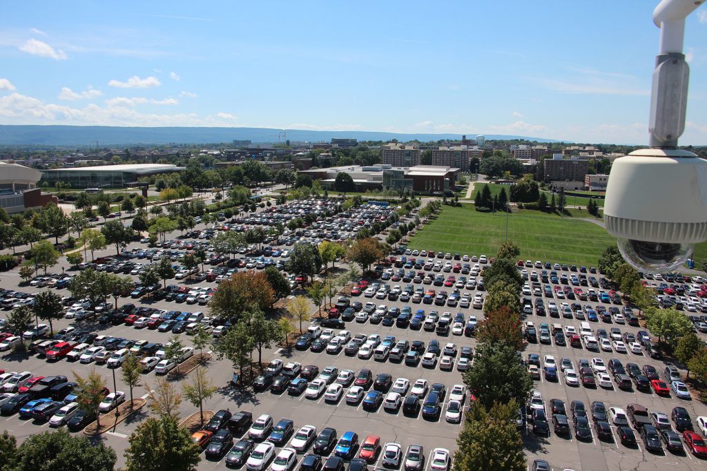 From the top of Beaver Stadium, one of the biggest stadiums in the world, it’s possible to see just part of Penn State’s central campus in State College, Pa. From the top of Beaver Stadium, one of the biggest stadiums in the world, it's possible to see just part of Penn State's central campus in State College, Pa. (Dan Charles)