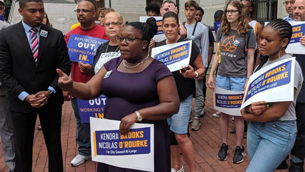 kendrabrooks Working Families Party candidate Kendra Brooks at a City Hall rally earlier this year (Michael D'Onofrio/The Philadelphia Tribune)