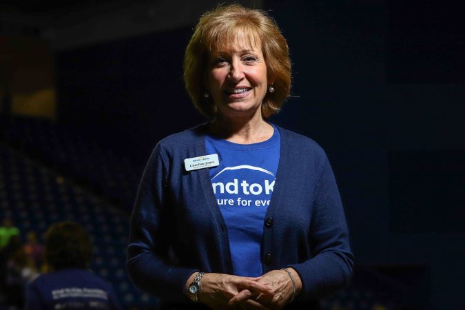 Kind to Kids Founder and President Caroline Jones during Kind to Kids Foundation’s 4th Annual My Blue Duffel Community Service Day Sunday. (Saquan Stimpson for WHYY)