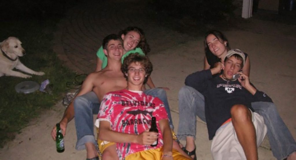2005 anna, ethan, jeremy, marie, and jake lede Bottom left: Jeremy Lapedis, Ethan Gillett, Anna Fishman. Bottom right: Jake Scobey-Thal and Maria Alexander, summer of 2005 after our senior year of high school. (Image courtesy of Maria Alexander).