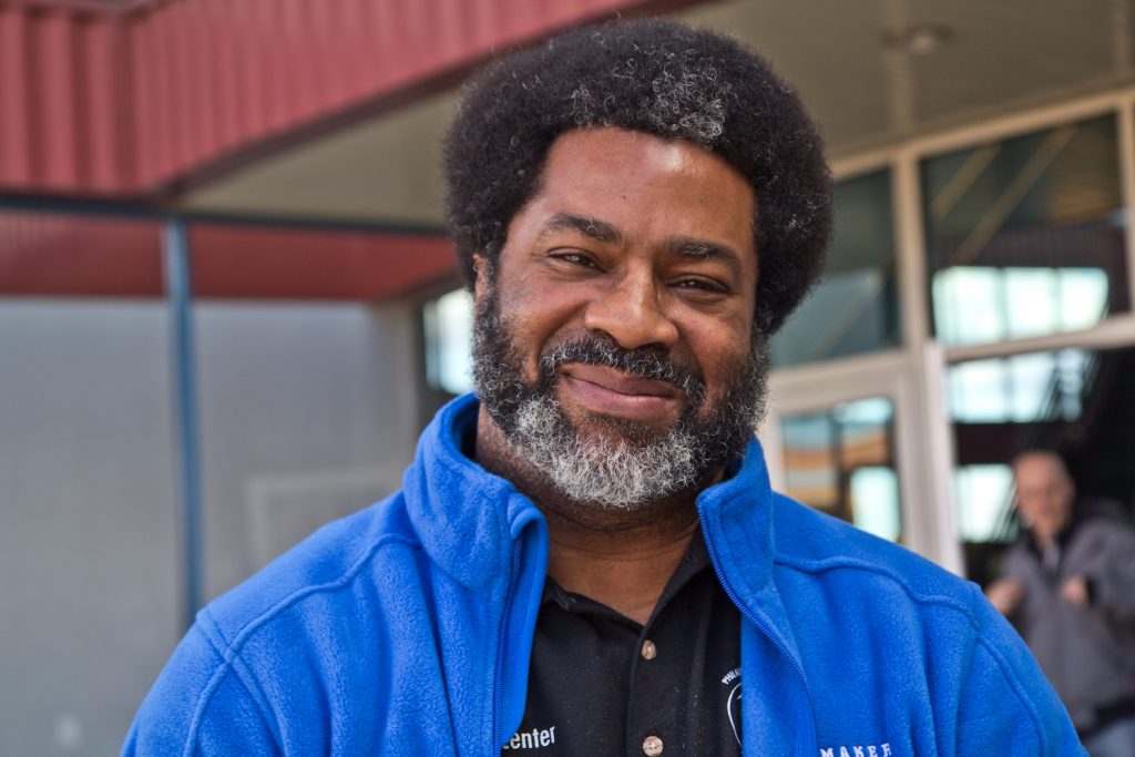 2019 11 8 k paynter off the wall exhibit-5 Sharif El-Mekki left his job as a principal in Southwest Philadelphia to start an organization which aims to recruit more African Americans into the teaching profession. (Kimberly Paynter/WHYY)
