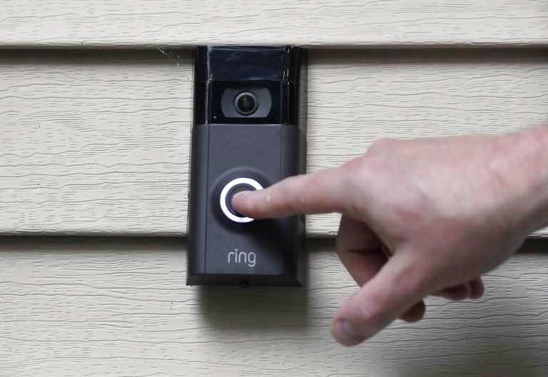 Amazon says it has considered adding facial recognition technology to its Ring doorbell cameras. The company said in a letter released Tuesday, Nov. 19 by U.S. Sen. Ed Markey that facial recognition is a “contemplated, but unreleased feature” of its home security cameras. (Jessica Hill/AP Photo)