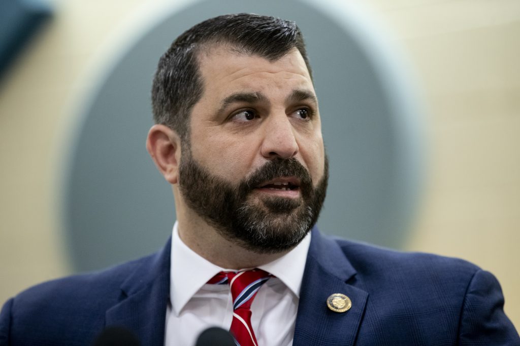 Mark Rozzi Rep. Mark Rozzi, D-Berks, speaks before Pennsylvania Gov. Tom Wolf signs legislation into law at Muhlenberg High School in Reading, Pa., Tuesday, Nov. 26, 2019. (AP Photo/Matt Rourke)