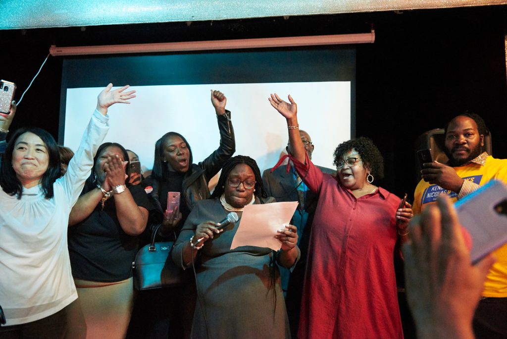_DSC2959 Kendra Brooks at her victory party on Nov. 5 in North Philadelphia. (Natalie Piserchio for WHYY)