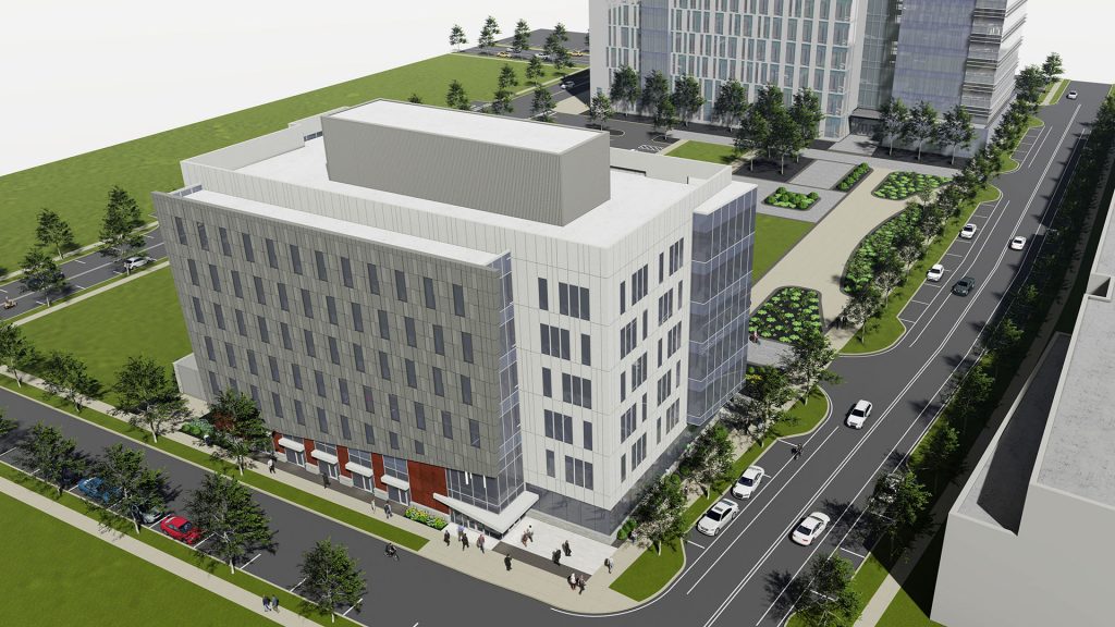 191021 Meeting Format.psd An artist’s conception drawing shows the $36 million FinTech hub building planned for the University of Delaware’s STAR Campus in Newark. (Courtesy of the University of Delaware)