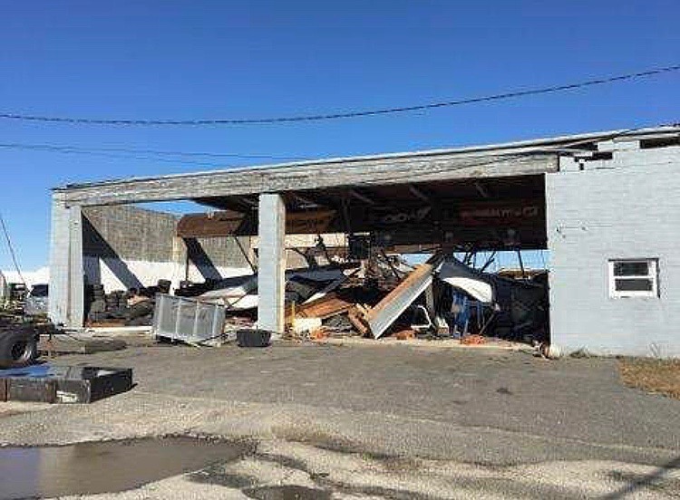 Damage on the Monmouth Jet Center property last Friday. (Courtesy of Jan Humphreys) 