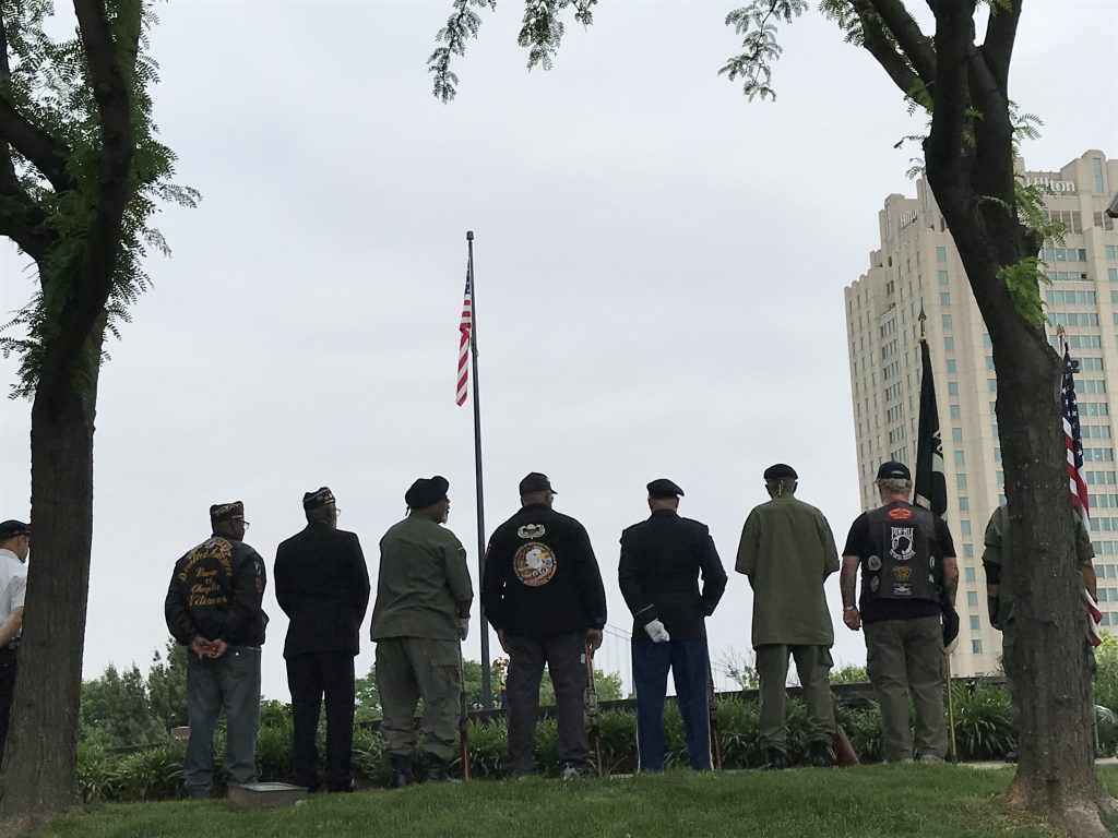 IMG_5332 Veterans gather at the Philadelphia Vietnam Veterans Memorial on Memorial Day. (Peter Tobia for WHYY)