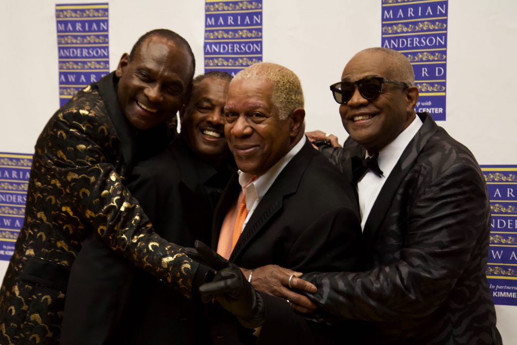 Image from iOS (4) File photo: The founding members of Kool & The Gang, (from left) George Brown, Robert 'Kool' Bell, Dennis D. T. Thomas, and Claydes Charles Smith, were given the Marian Anderson Award in November, 2019. (Kimberly Paynter/WHYY)