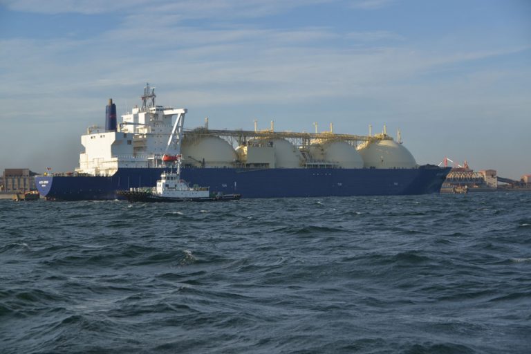 A tanker carrying liquified natural gas unloads its cargo at the port of Yokohama, Japan.  Exports of Pennsylvania shale gas began in the spring of 2018, and are expected to increase.  (Hiroo Saso)