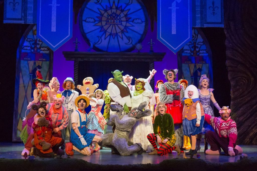 SHREK art Where is Shrek in the ensemble shot from Walnut Street Theatre's main stage? Hint: He's sorta green. (Photo courtesy of Mark Garvin)