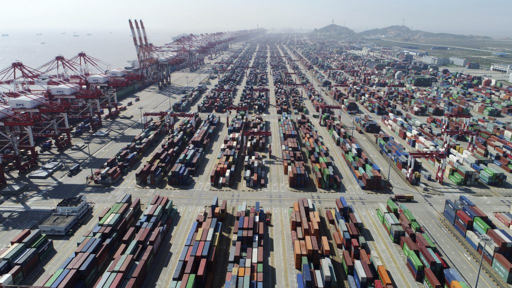 A container dock of Yangshan Port in Shanghai. About 99% of the shoes sold in America are made overseas, with China being the largest manufacturer by far. A container dock of Yangshan Port in Shanghai. About 99% of the shoes sold in America are made overseas, with China being the largest manufacturer by far. (Anonymous/AP Photo)