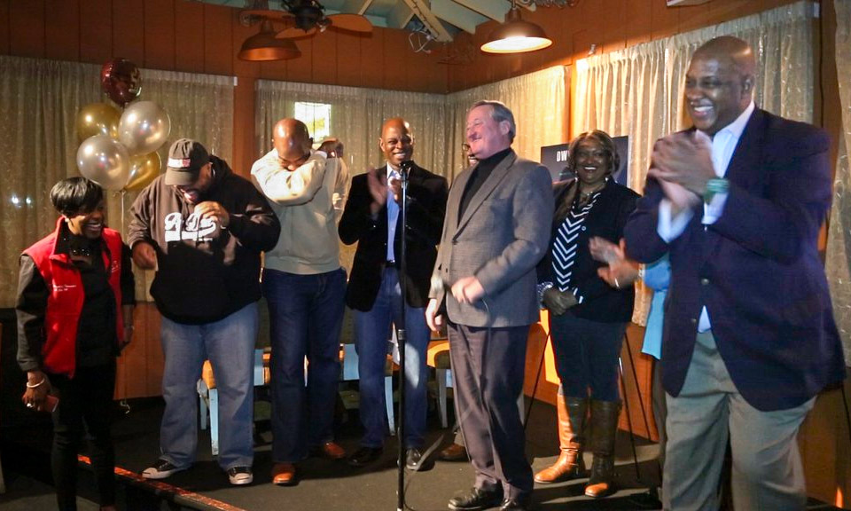 Mayor Jim Kenney and Rep. Dwight Evans spent their Super Bowl at Relish this year (Twitter/@DwightEvansPA)