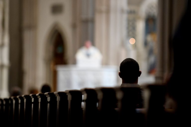 Parishioners worship during a Mass at St. Paul Cathedral, the mother church of the Pittsburgh Diocese. After more than a decade of investigations into sexual abuse in Pennsylvania's Catholic Church, last year's grand jury report still contained new revelations. (Jeff Swensen/Getty Images)