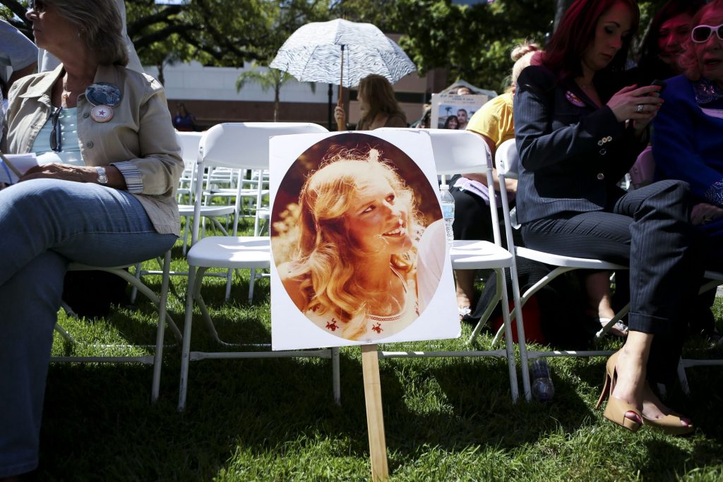 marsys_law-1920×1280 A photo of Marsy Nicholas, the namesake for victim rights legislation that has passed in several states, sits against a chair during a 2013 rally in Santa Ana, Calif. (Bret Hartman/AP Images for Marsy'sLawForAll.org)
