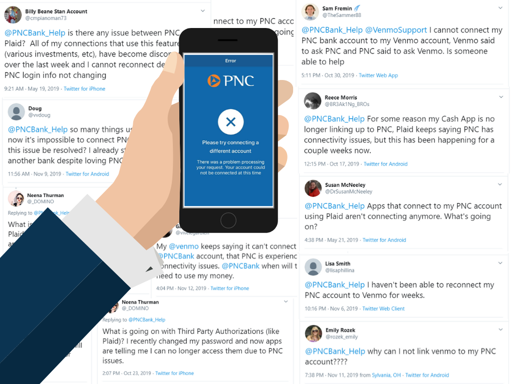 For months, PNC Bank customers have complained about connectivity failures between their accounts and third-party services, including Venmo.
(Graphic by Sarah Kovash/WESA)